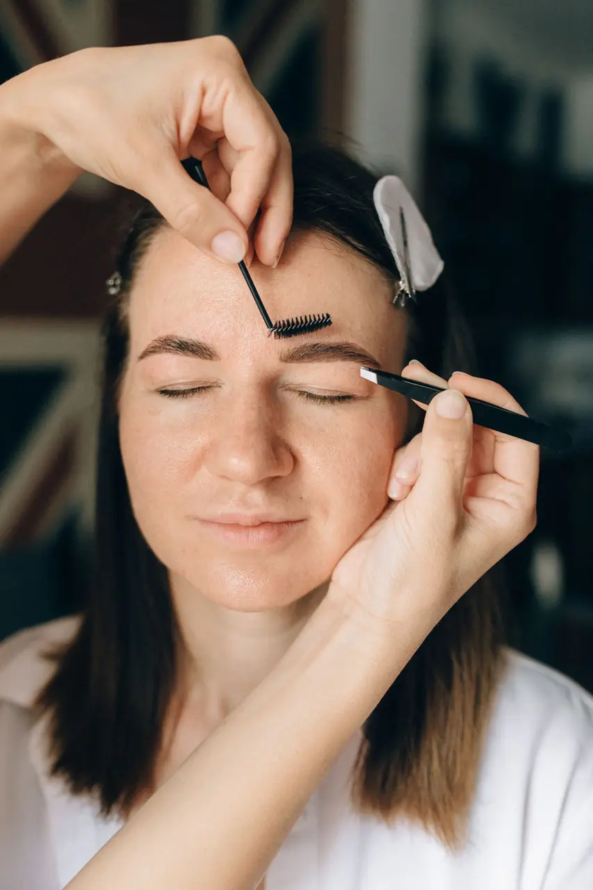 Close-up of eyebrow shaping